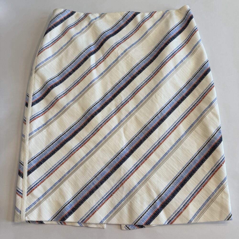 White House Black Market Women’s Diagonal Striped Midi Pencil Skirt 12 (A0132)